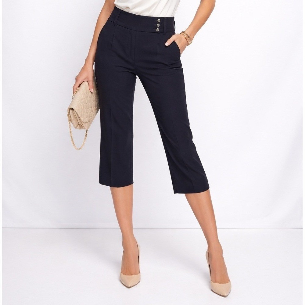 Elie Tahari Cropped Trousers Women Size 2‎ Black